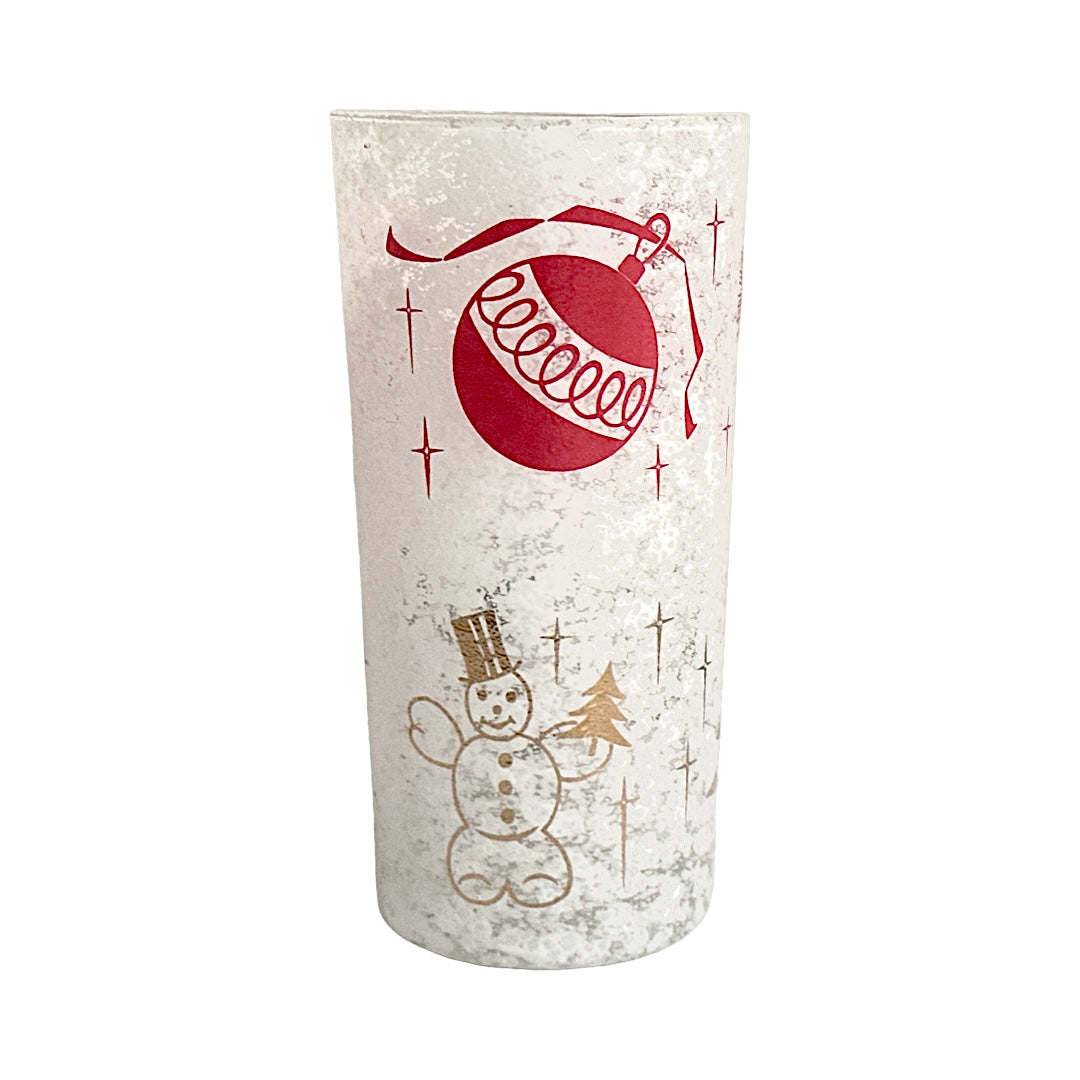 West Virginia Glass Pavl Signed Vintage Mid-Century Frosted Christmas Glass (Single)