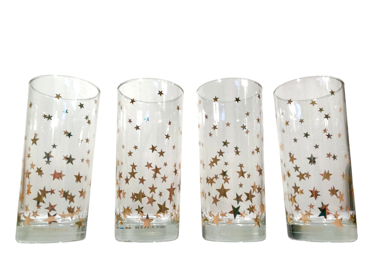 Culver Signed Mid-Century Gold Starry Nights Glasses (Set of 4)