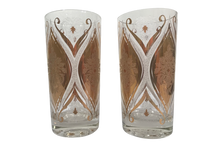 Load image into Gallery viewer, Pasinski Signed Mid-Century 22-Karat Gold and Frosted Embellished Glasses (Set of 2)
