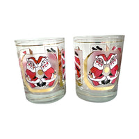 Load image into Gallery viewer, Culver Signed Mid-Century Santa Noel Double Old Fashion Glasses (Set of 2)
