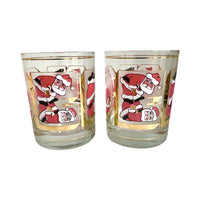 Load image into Gallery viewer, Culver Signed Mid-Century Santa Noel Double Old Fashion Glasses (Set of 2)
