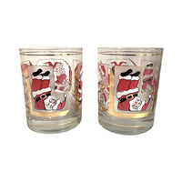 Load image into Gallery viewer, Culver Signed Mid-Century Santa Noel Double Old Fashion Glasses (Set of 2)
