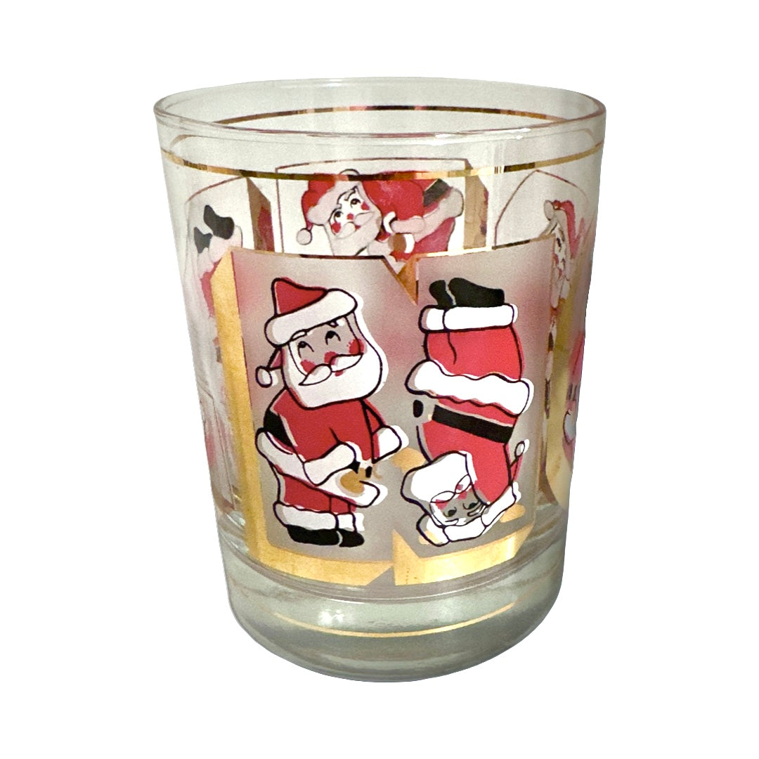 Culver Signed Mid-Century Santa Noel Double Old Fashion Glass (Single Glass)