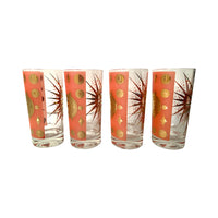 Load image into Gallery viewer, Fred Press Signed Mid-Century Pink-Salmon 22-Karat Gold Atomic Starburst Glasses (Set of 4)
