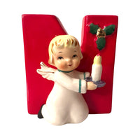 Load image into Gallery viewer, Vintage Napco Happy Yuletide Quartet NOEL Vase/Candleholders Set
