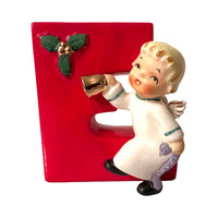 Load image into Gallery viewer, Vintage Napco Happy Yuletide Quartet NOEL Vase/Candleholders Set
