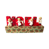 Load image into Gallery viewer, Vintage Napco Happy Yuletide Quartet NOEL Vase/Candleholders Set
