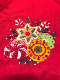 Load image into Gallery viewer, Vintage Hand Stitched Felt and Sequin Tablecloth
