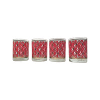 Load image into Gallery viewer, Georges Briard Signed Mid-Century Geometric Diamond Double Old Fashion Glasses (Set of 4)

