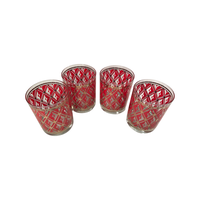 Load image into Gallery viewer, Georges Briard Signed Mid-Century Geometric Diamond Double Old Fashion Glasses (Set of 4)
