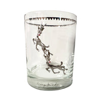 Load image into Gallery viewer, Georges Briard Signed Mid-Century Silver Rudolph the Red Nose Reindeer Double Old Fashion Single Glass
