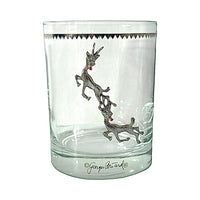 Load image into Gallery viewer, Georges Briard Signed Mid-Century Silver Rudolph the Red Nose Reindeer Double Old Fashion Single Glass
