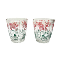 Load image into Gallery viewer, Vintage Holiday Green and Red Old Fashion Glasses (Set of 2)
