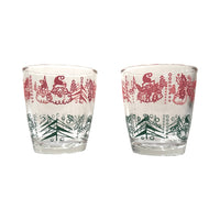 Load image into Gallery viewer, Vintage Holiday Green and Red Old Fashion Glasses (Set of 2)
