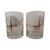 Load image into Gallery viewer, Georges Briard Signed Geometric Starburst Double Old Fashion Glasses (Set of 2)
