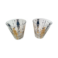 Load image into Gallery viewer, Culver Mid-Century Mardi Gras Jester Double Old Fashion Glasses (Set of 2)
