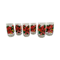 Vintage Poinsettia Eggnog Glasses- Set of 6