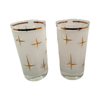 Load image into Gallery viewer, Bartlett Collins Mid-Century Frosted White Atomic North Star Cocktail Glasses (Set of 2)
