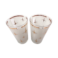 Load image into Gallery viewer, Bartlett Collins Mid-Century Frosted White Atomic North Star Cocktail Glasses (Set of 2)
