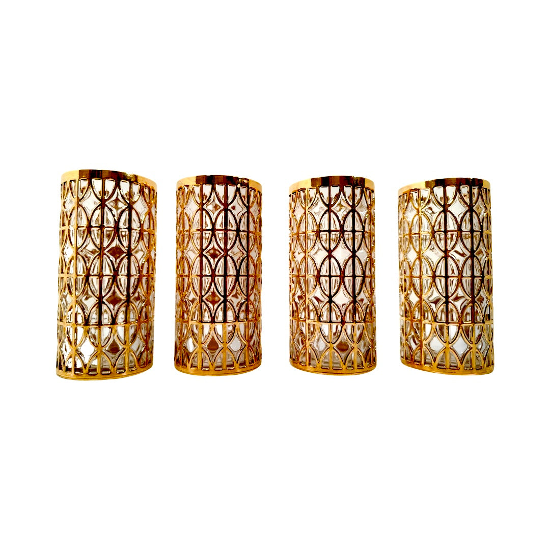 Imperial Glass Company El Tabique D’Oro 22-Karat Gold Mid-Century Highball Glasses (Set of 4)