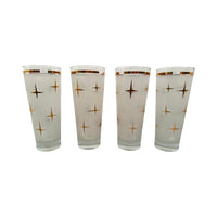 Load image into Gallery viewer, Bartlett Collins Mid-Century White Frosted Atomic North Star Tall Collins Cocktail Glasses (Set of 4)
