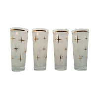 Load image into Gallery viewer, Bartlett Collins Mid-Century White Frosted Atomic North Star Tall Collins Cocktail Glasses (Set of 4)
