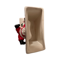 Load image into Gallery viewer, Vintage Santa Coming Down the Chimney Ceramic Planter
