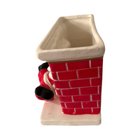 Load image into Gallery viewer, Vintage Santa Coming Down the Chimney Ceramic Planter
