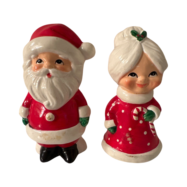 Vintage Mr. and Mrs. Santa Claus Ceramic Figures