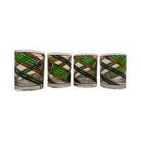Load image into Gallery viewer, Cera Signed Mid-Century Green Aztec Southwestern Double Old Fashion Glasses (Set of 4)
