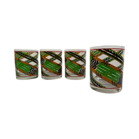 Load image into Gallery viewer, Cera Signed Mid-Century Green Aztec Southwestern Double Old Fashion Glasses (Set of 4)
