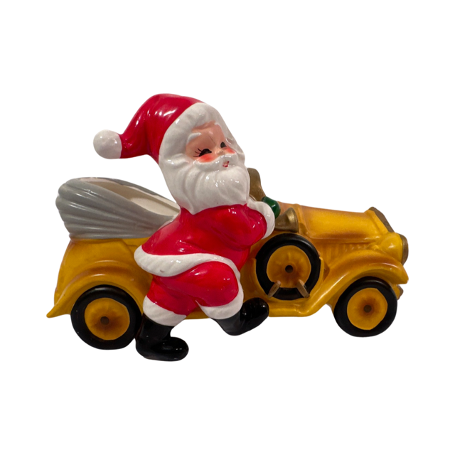 Josef Originals Santa Got a New Ride Ceramic Planter