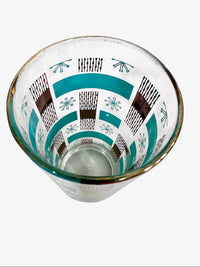 Load image into Gallery viewer, Dominion Glass Mid-Century Turquoise and Gold Snowflakes Glasses (Set of 4)
