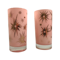 Load image into Gallery viewer, Federal Glass Mid-Century Pink Atomic &amp; 22-Karat Gold Star Glasses (Set of 2)
