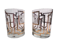 Load image into Gallery viewer, Georges Briard Signed Golden Art Deco Double Old Fashion Glasses (Set of 2)
