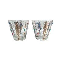 Load image into Gallery viewer, Culver Mid-Century Mardi Gras Jester With Jewels Old Fashion Glasses (Set of 2)
