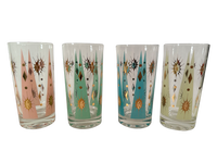 Load image into Gallery viewer, Fred Press Signed Mid-Century Pastel Atomic Burst Highball Glasses (Set of 4)
