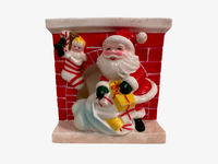 Load image into Gallery viewer, Vintage Ceramic Santa by Fireplace Planter
