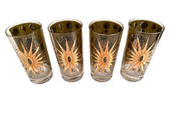 Load image into Gallery viewer, Fred Press Signed Mid-Century Green &amp; 22-Karat Gold Atomic Starburst Glasses (Set of 4)
