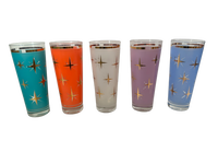Load image into Gallery viewer, Bartlett Collins Mid-Century Atomic North Star Tall Collins Cocktail Glasses (Set of 5)
