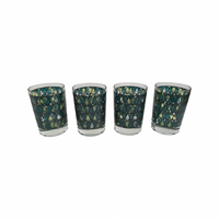 Load image into Gallery viewer, Mid-Century Chartreuses and Green Diamonds Double Old Fashion Glasses (Set of 4)
