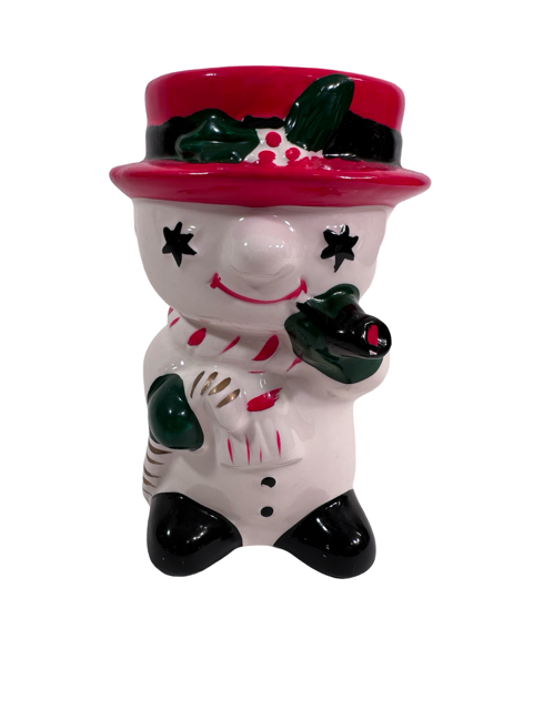 Vintage Starry Eye Snowman Planter