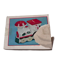 Load image into Gallery viewer, Vintage Santa and Elf Christmas Train Bank
