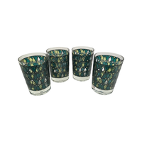Load image into Gallery viewer, Mid-Century Chartreuses and Green Diamonds Double Old Fashion Glasses (Set of 4)
