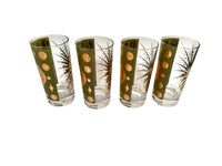 Load image into Gallery viewer, Fred Press Signed Mid-Century Green &amp; 22-Karat Gold Atomic Starburst Glasses (Set of 4)
