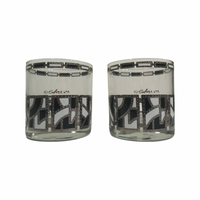 Load image into Gallery viewer, Culver Signed Black White and Silver Abstract Glasses (Set of 2)
