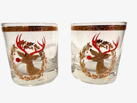 Load image into Gallery viewer, Culver Signed Mid-Century Rudolph The Red Nose Reindeer Old Fashion Glasses (Set of 2)
