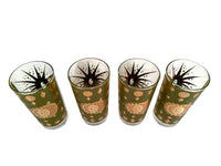 Load image into Gallery viewer, Fred Press Signed Mid-Century Green &amp; 22-Karat Gold Atomic Starburst Glasses (Set of 4)
