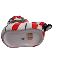 Load image into Gallery viewer, Vintage Santa Sitting on Striped Boot Planter
