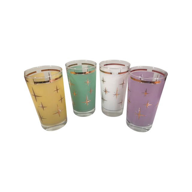 Bartlett Collins Mid-Century Atomic North Star Cocktail Glasses 